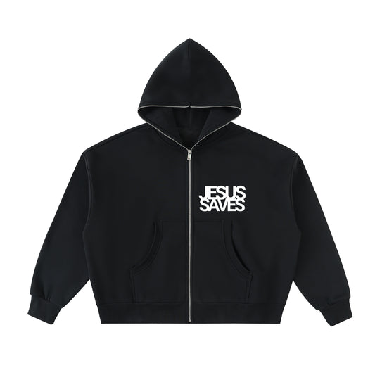 Jesus Saves | Full-Zip Boxy Hoodie