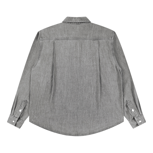 Minimal Vintage Wash Denim Shirt
