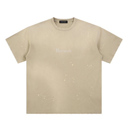 Lighter YHWH Frayed Sunfade Paint Splatter Tee