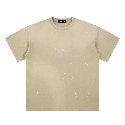 Lighter YHWH Frayed Sunfade Paint Splatter Tee