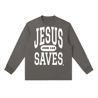 JESUS SAVES Classic | Essential Crewneck Long-Sleeve Tee