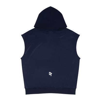 Unisex Panel Mesh Sleeveless Hoodie