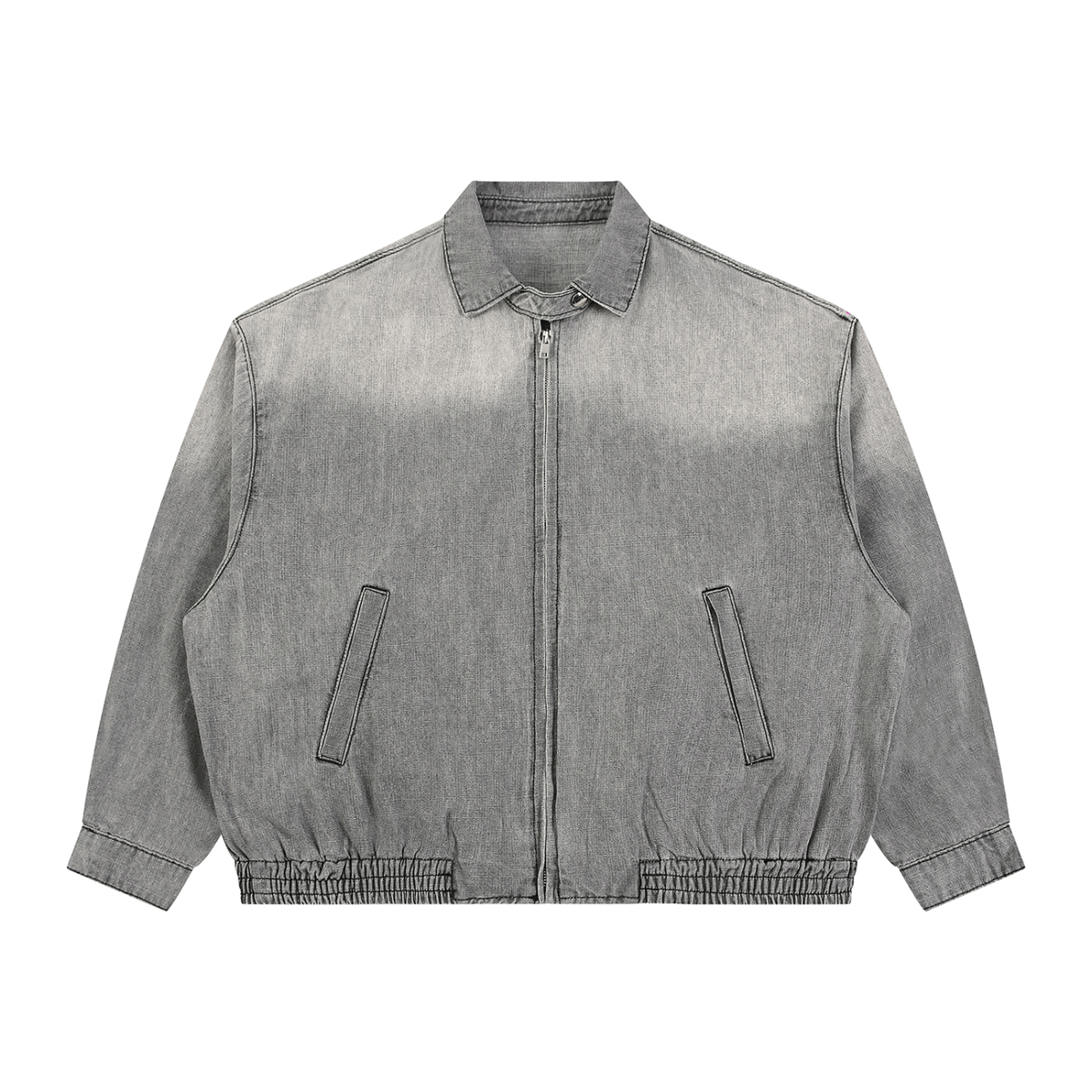 Minimal  Vintage Wash Full-Zip Denim Jacket