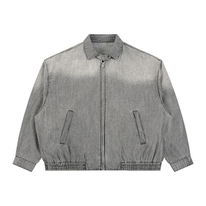 Minimal  Vintage Wash Full-Zip Denim Jacket