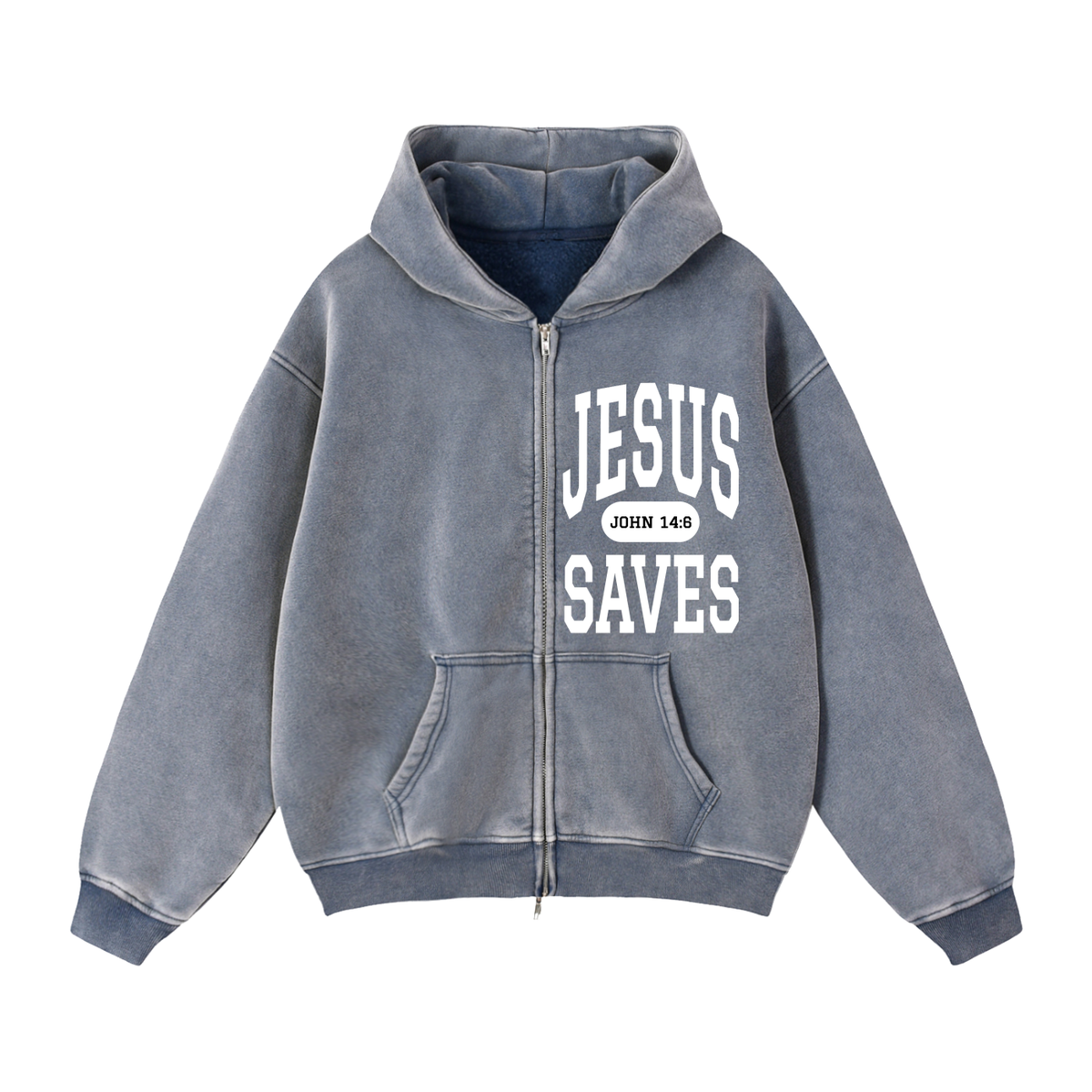 JESUS SAVES Classic | Zip-Through Boxy Hoodie