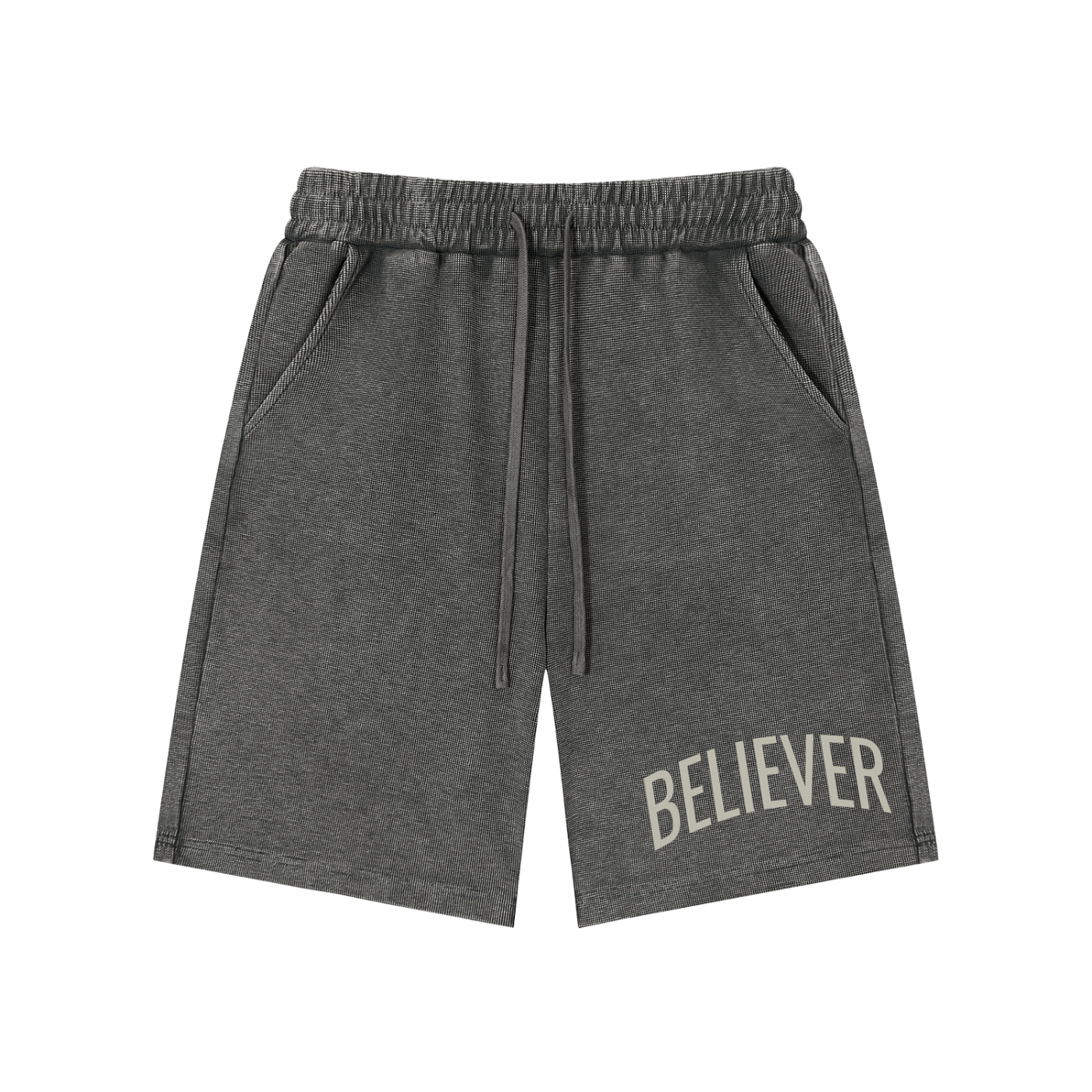 BELIEVER | Mineral Wash Waffle Knit Shorts