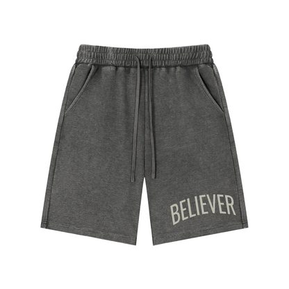 BELIEVER | Mineral Wash Waffle Knit Shorts