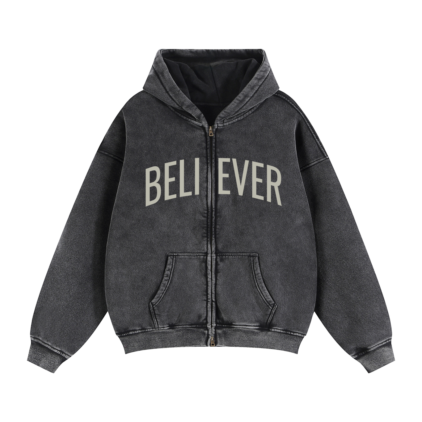 BELIEVER x John 14:6 | Vintage Zip Boxy Hoodie