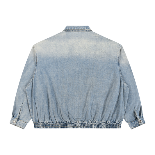 Minimal  Vintage Wash Full-Zip Denim Jacket