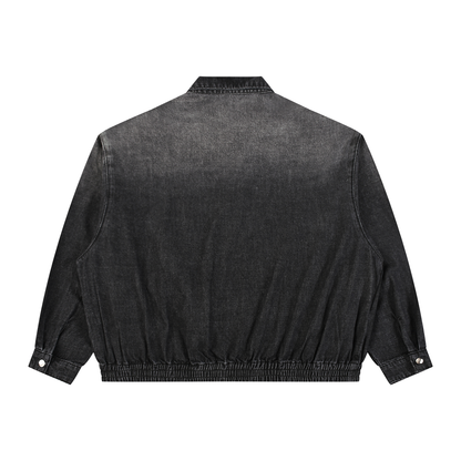 Minimal  Vintage Wash Full-Zip Denim Jacket