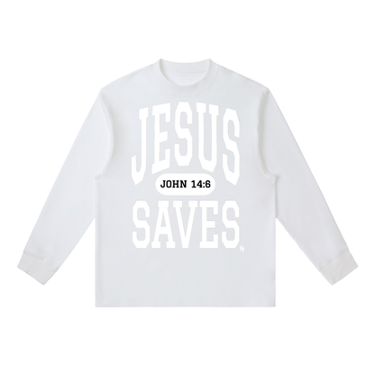 JESUS SAVES Classic | Essential Crewneck Long-Sleeve Tee