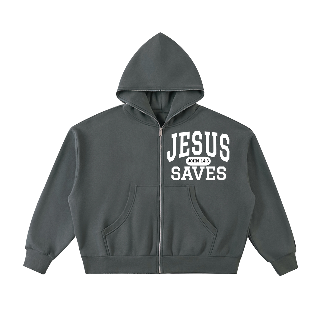 JESUS SAVES Classic | Full-Zip Boxy Hoodie