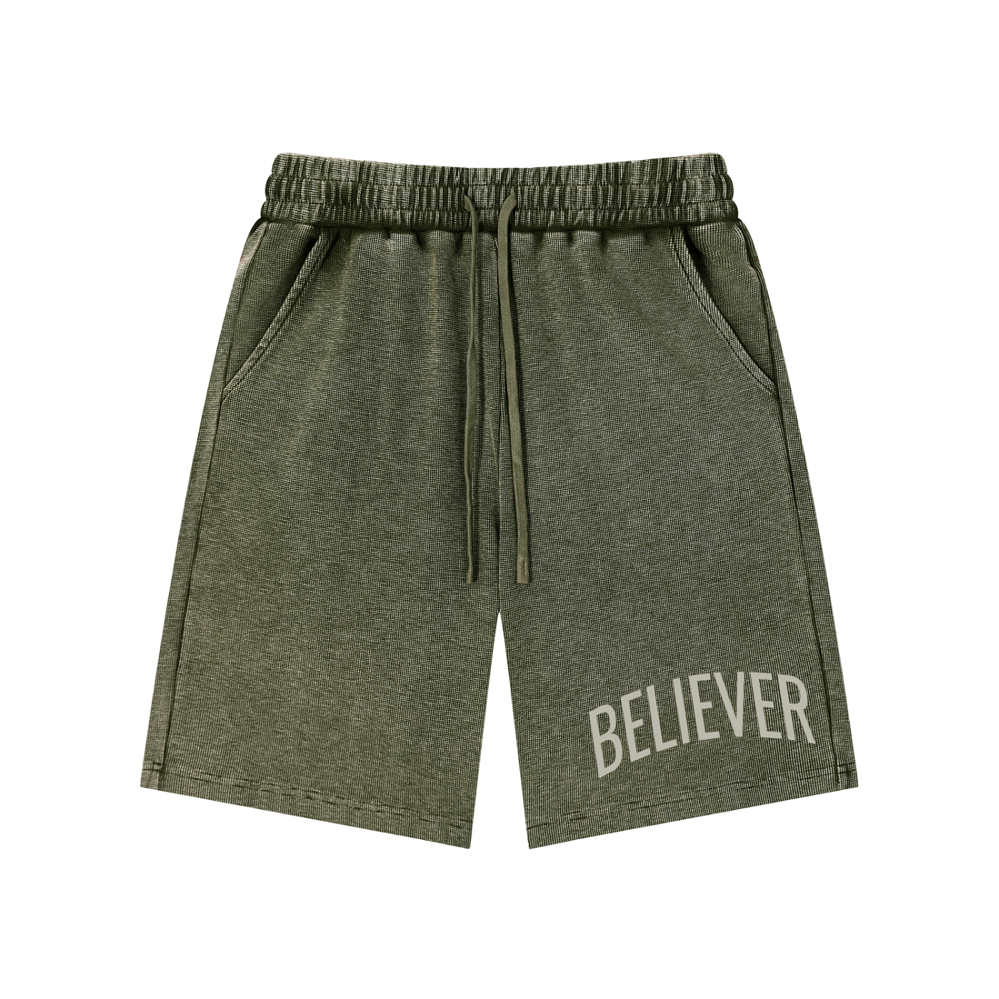 BELIEVER | Mineral Wash Waffle Knit Shorts