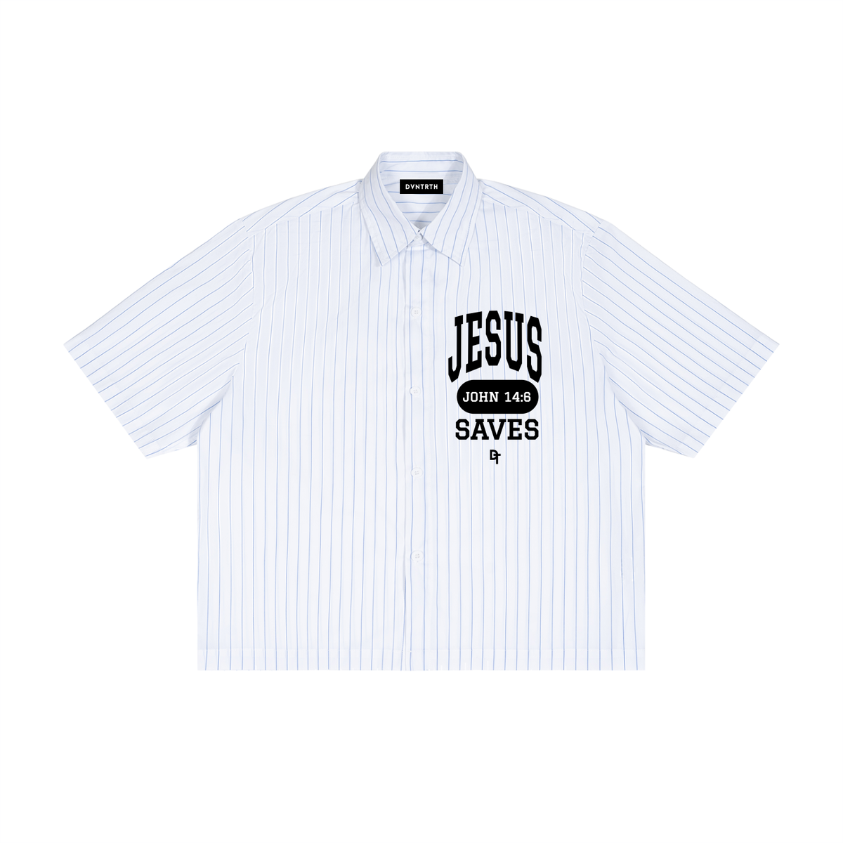 JESUS SAVES Classic | Striped Boxy Button-Up Shirt