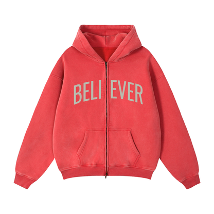 BELIEVER x John 14:6 | Vintage Zip Boxy Hoodie