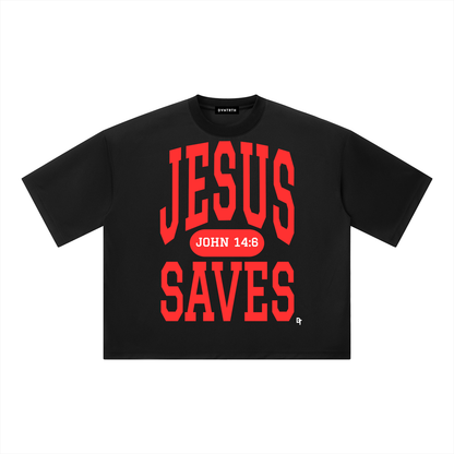 JESUS SAVES Classic | Boxy Mesh Crewneck Tee
