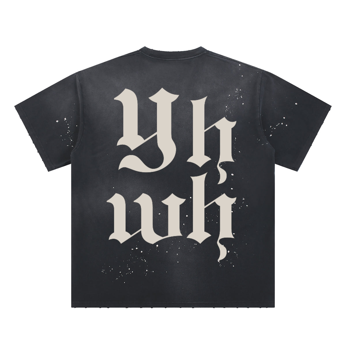 Lighter YHWH Frayed Sunfade Paint Splatter Tee