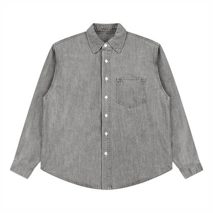 Minimal Vintage Wash Denim Shirt