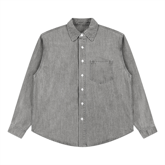 Minimal Vintage Wash Denim Shirt