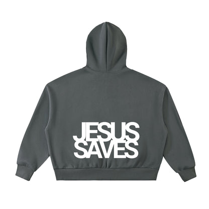 Jesus Saves | Full-Zip Boxy Hoodie