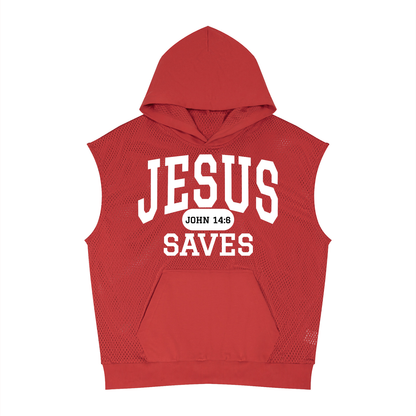 JESUS SAVES Classic | Panel Mesh Sleeveless Hoodie