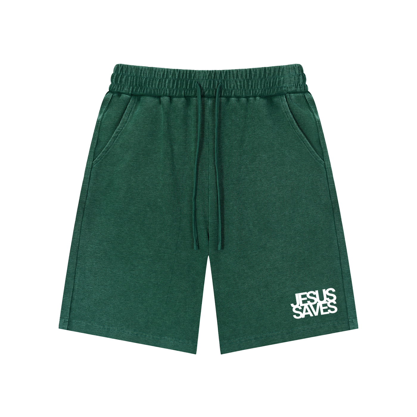 Jesus Saves | Mineral Wash Waffle Knit Shorts