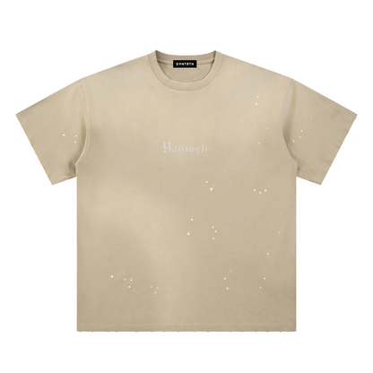 Lighter YHWH Frayed Sunfade Paint Splatter Tee