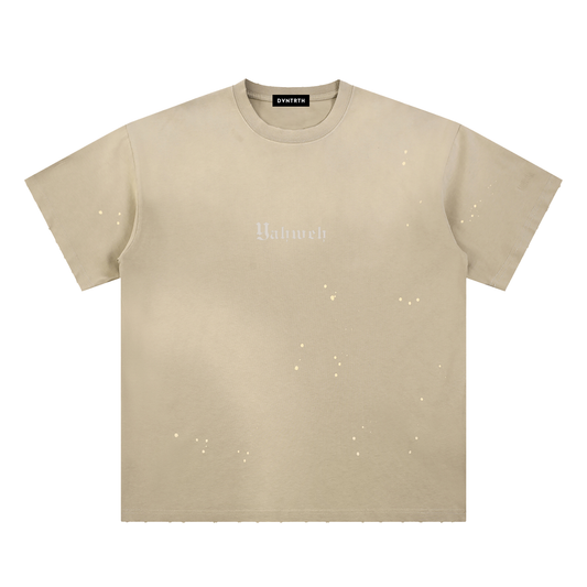 Lighter YHWH Frayed Sunfade Paint Splatter Tee
