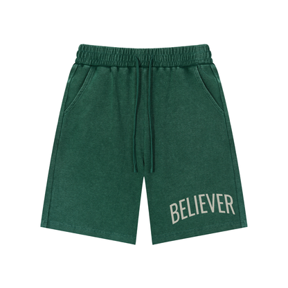 BELIEVER | Mineral Wash Waffle Knit Shorts
