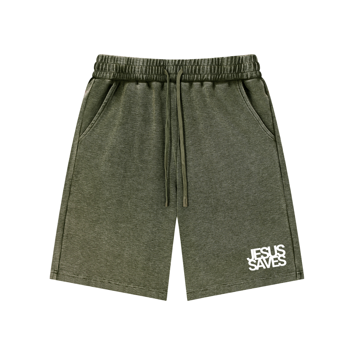 Jesus Saves | Mineral Wash Waffle Knit Shorts