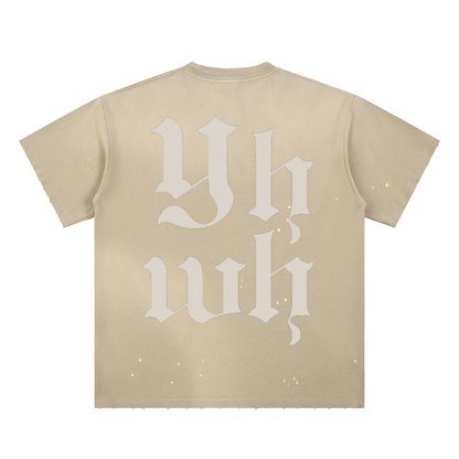 Lighter YHWH Frayed Sunfade Paint Splatter Tee