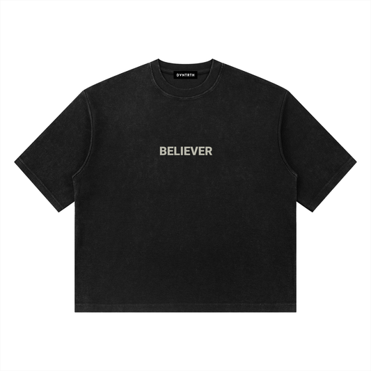BELIEVER Snow Washed Boxy Tee