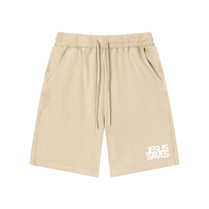 Jesus Saves | Mineral Wash Waffle Knit Shorts