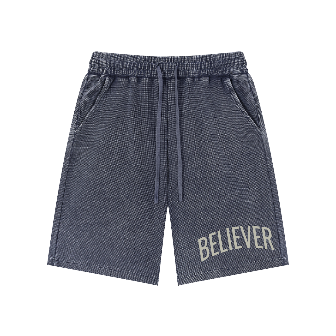 BELIEVER | Mineral Wash Waffle Knit Shorts