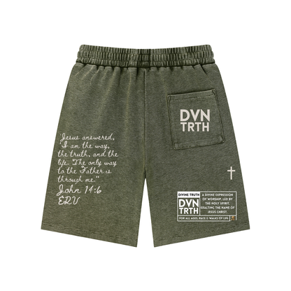 Static Flower x John 14:6 | Mineral Wash Waffle Knit Shorts