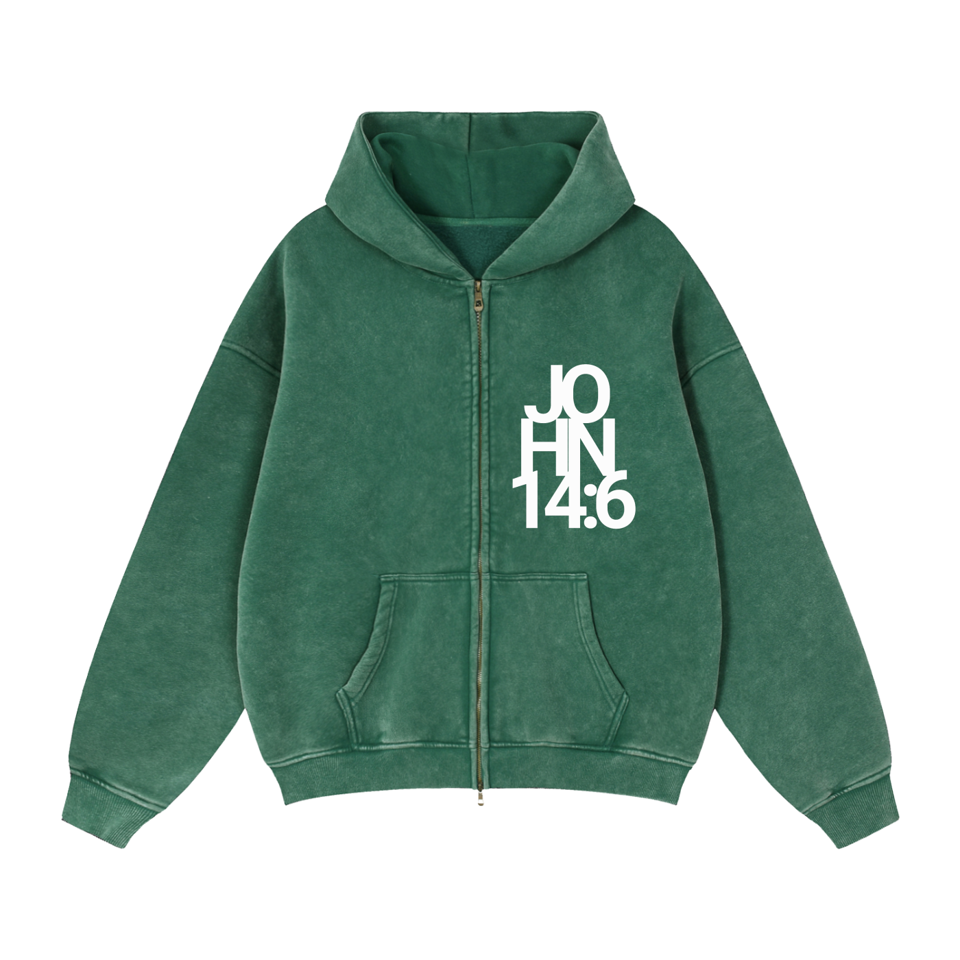NEW HAVEN Zip-Through Boxy Fleece Hoodie