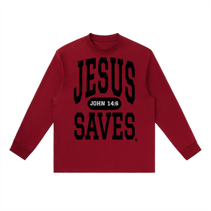 JESUS SAVES Classic | Essential Crewneck Long-Sleeve Tee
