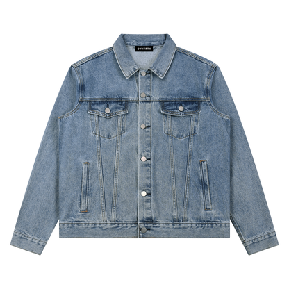 Washed Button-Up Denim Jacket