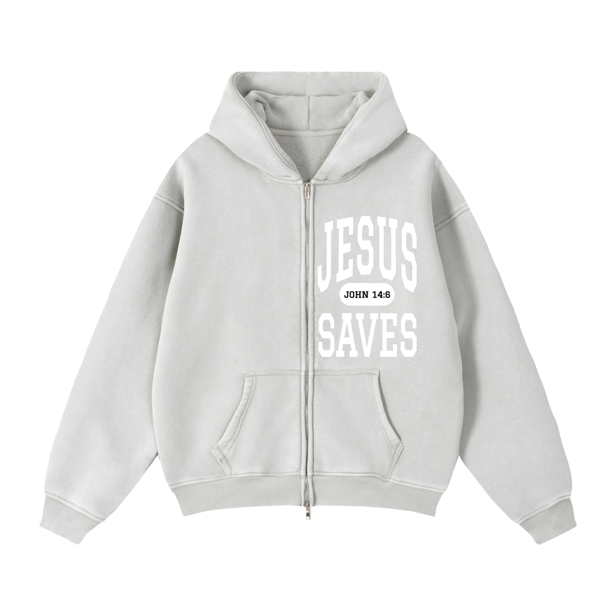 JESUS SAVES Classic | Zip-Through Boxy Hoodie