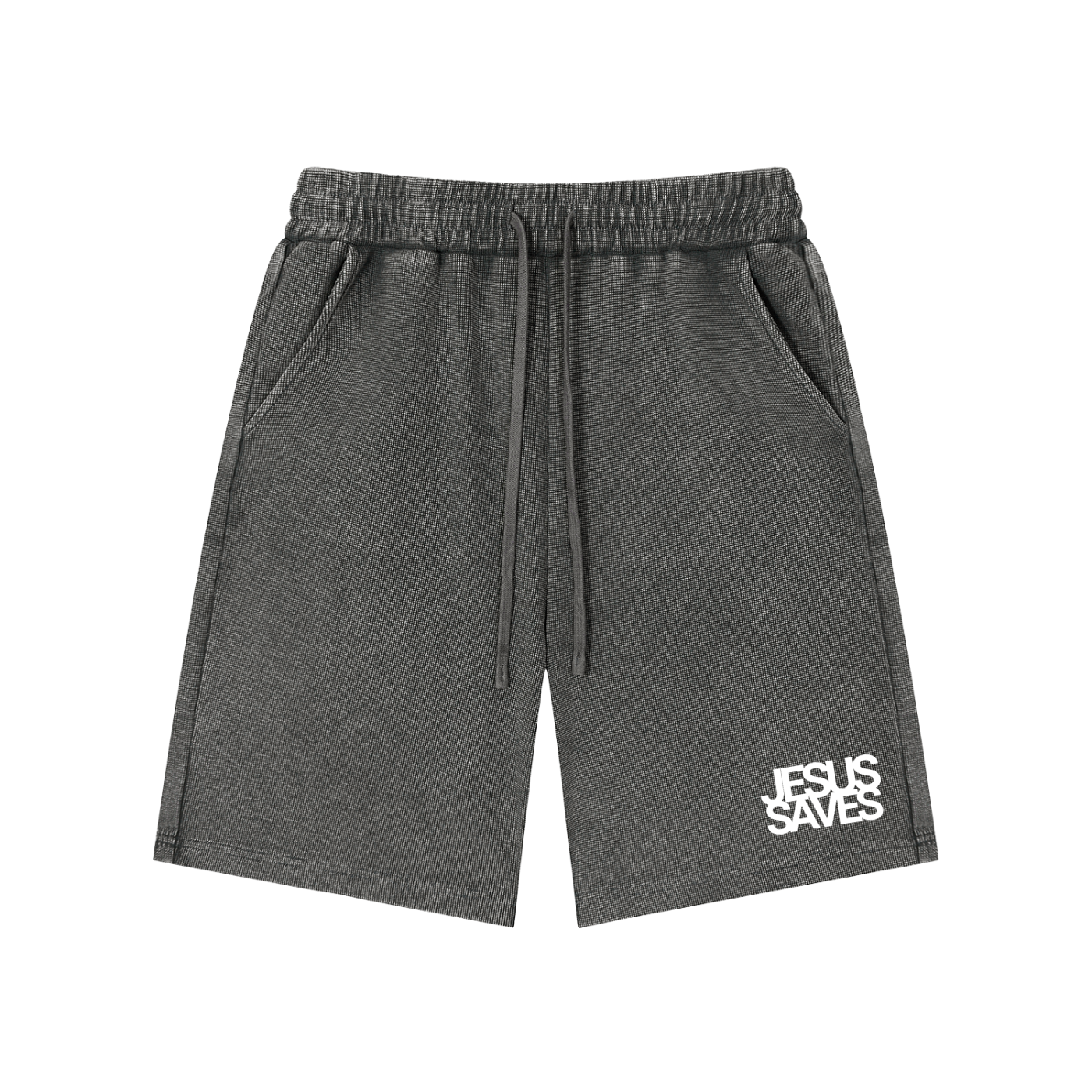 Jesus Saves | Mineral Wash Waffle Knit Shorts