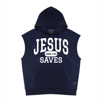 JESUS SAVES Classic | Panel Mesh Sleeveless Hoodie