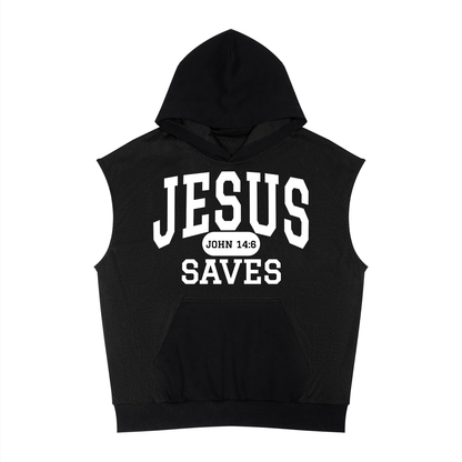 JESUS SAVES Classic | Panel Mesh Sleeveless Hoodie