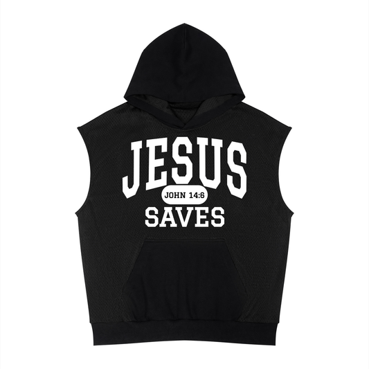 JESUS SAVES Classic | Panel Mesh Sleeveless Hoodie