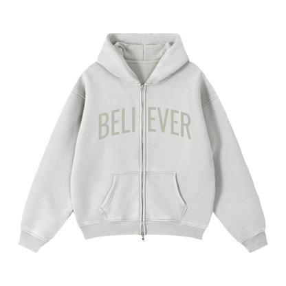 BELIEVER x John 14:6 | Vintage Zip Boxy Hoodie