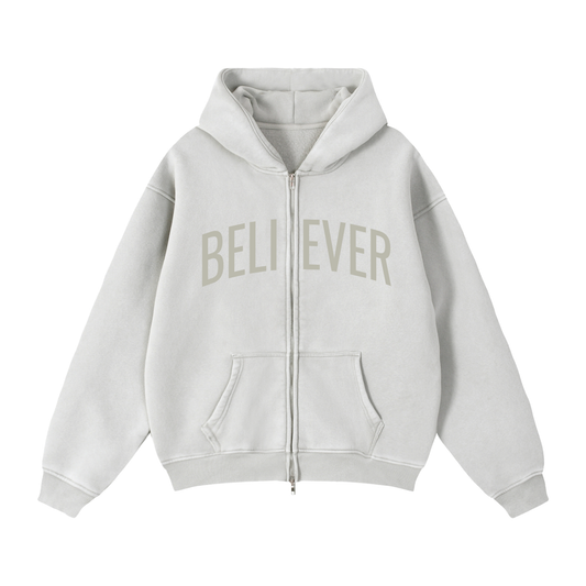BELIEVER x John 14:6 | Vintage Zip Boxy Hoodie