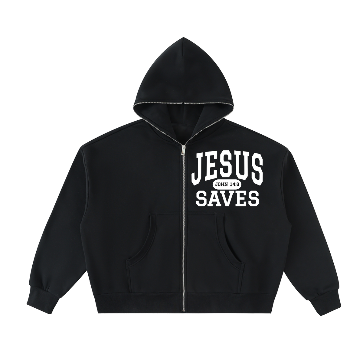 JESUS SAVES Classic | Full-Zip Boxy Hoodie