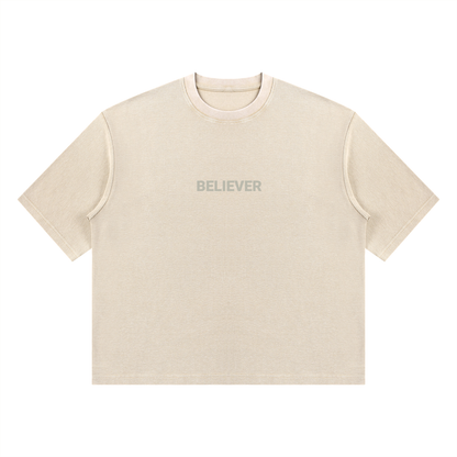 BELIEVER | Mineral Wash Waffle Boxy Tee