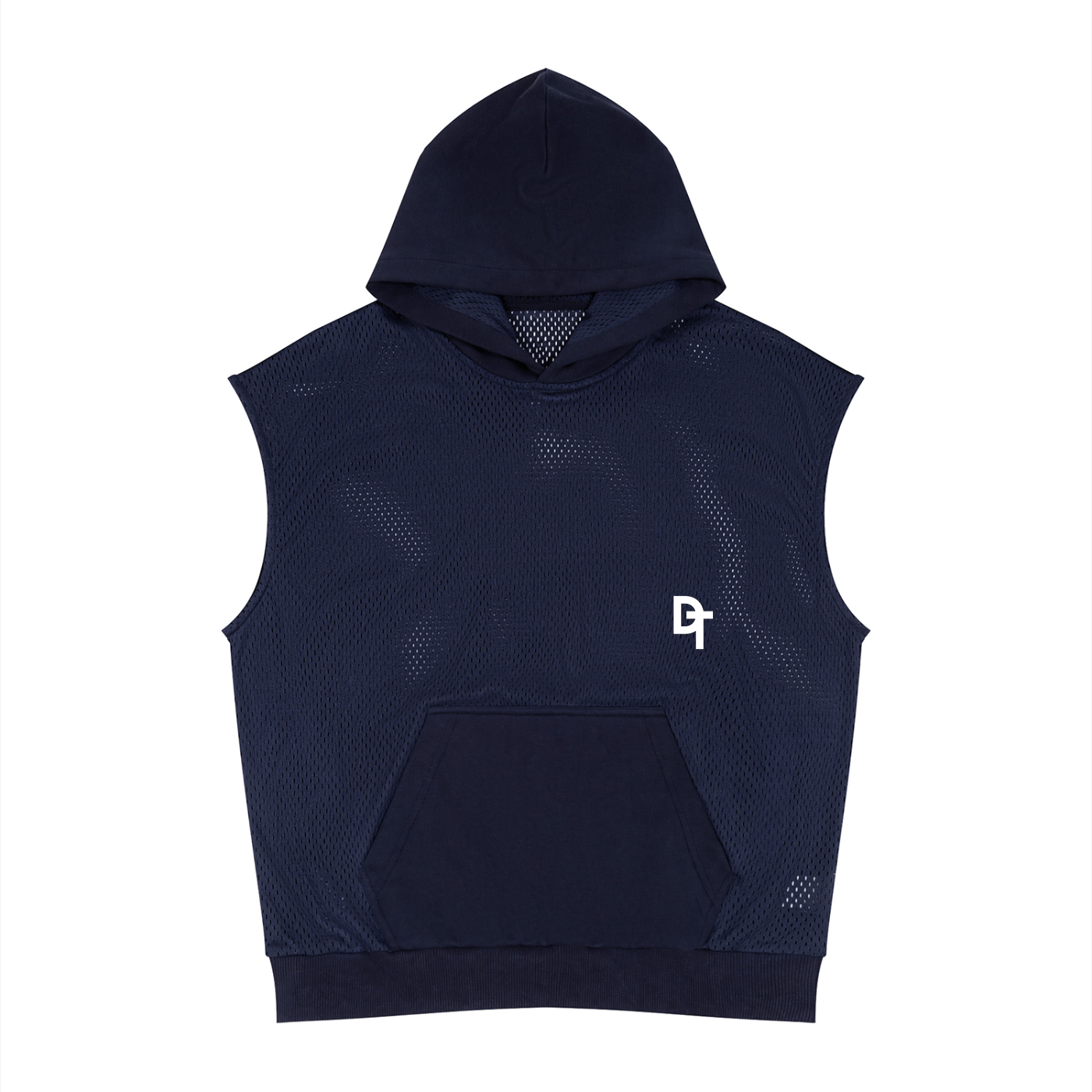 Unisex Panel Mesh Sleeveless Hoodie