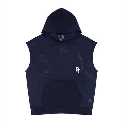 Unisex Panel Mesh Sleeveless Hoodie