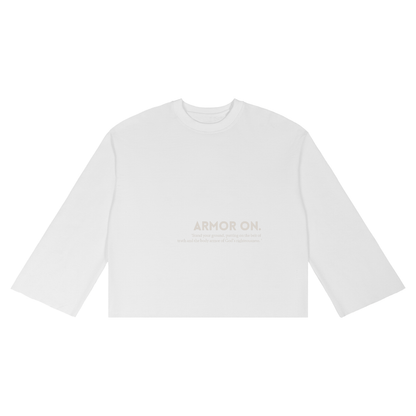 ARMOR ON. x Ephesians 6:14 | Waffle Raw Edge Tee